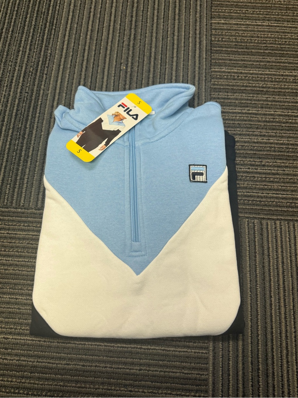 FILA Women‘s Light Blue, White and Black Quarter-Zip Sweater